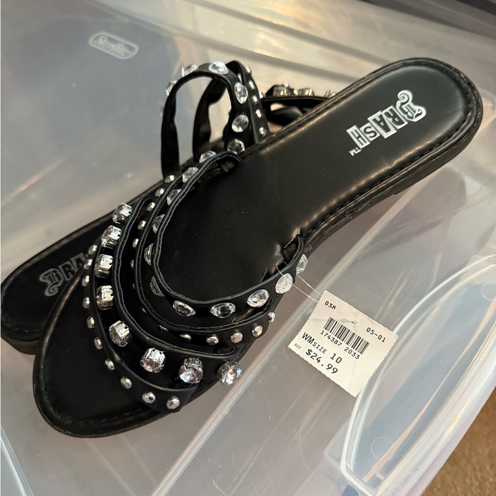 2 pairs of Black Strappy Sandals